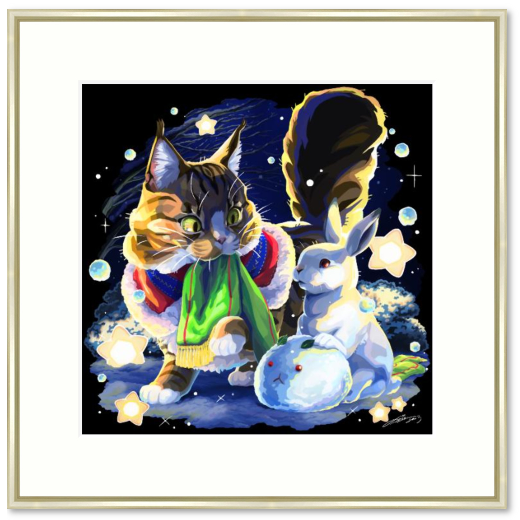 【受注生産】雪うさぎとグロム_アートプリント