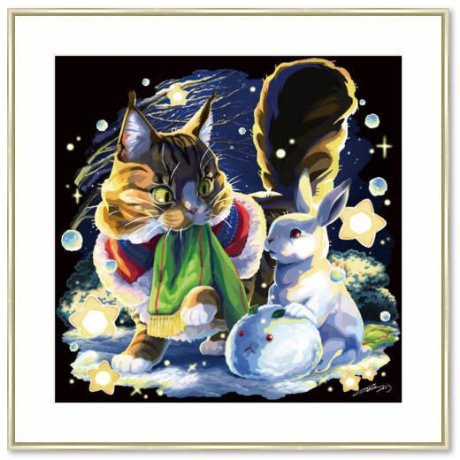 【受注生産】雪うさぎとグロム_アートプリント