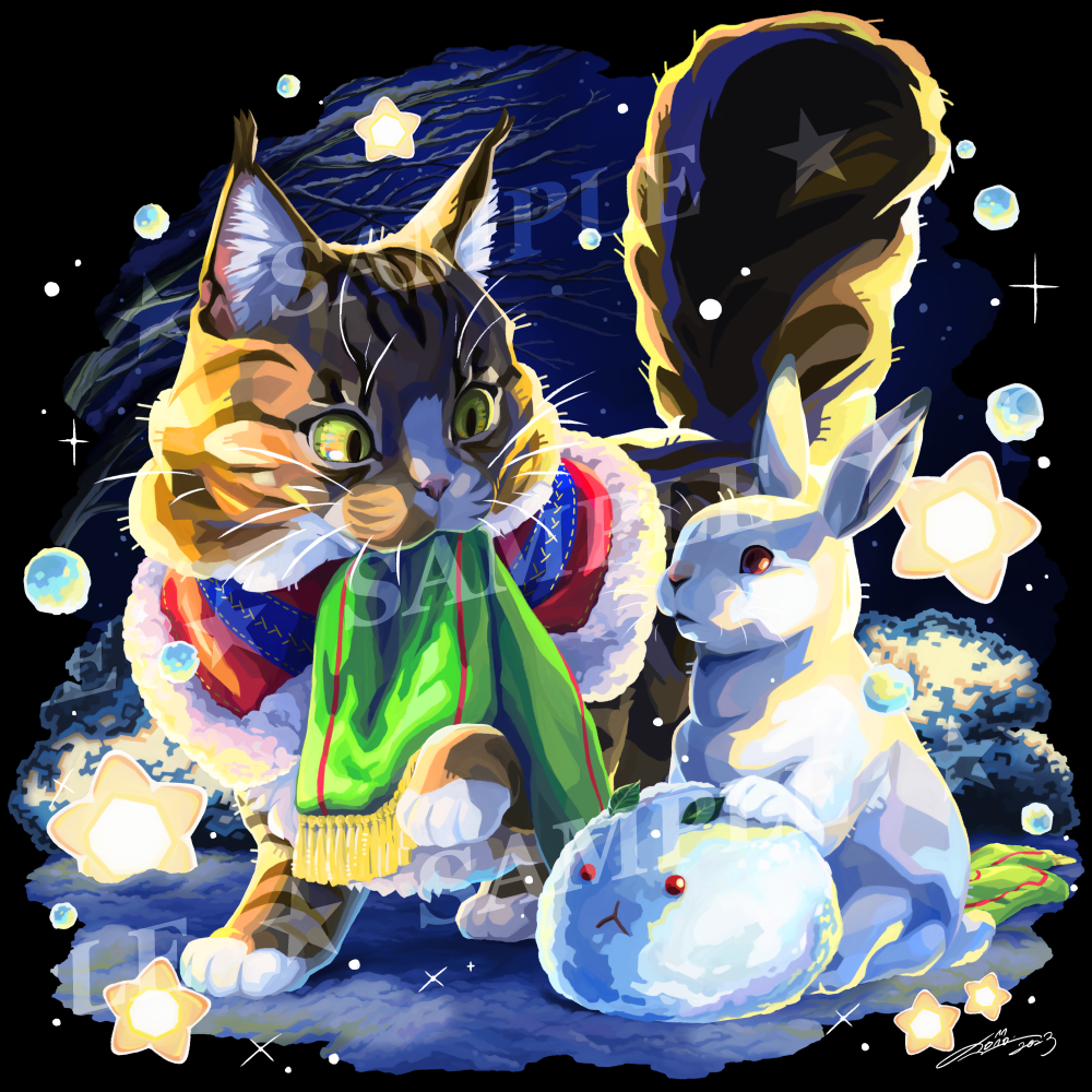 【受注生産】雪うさぎとグロム_アートプリント