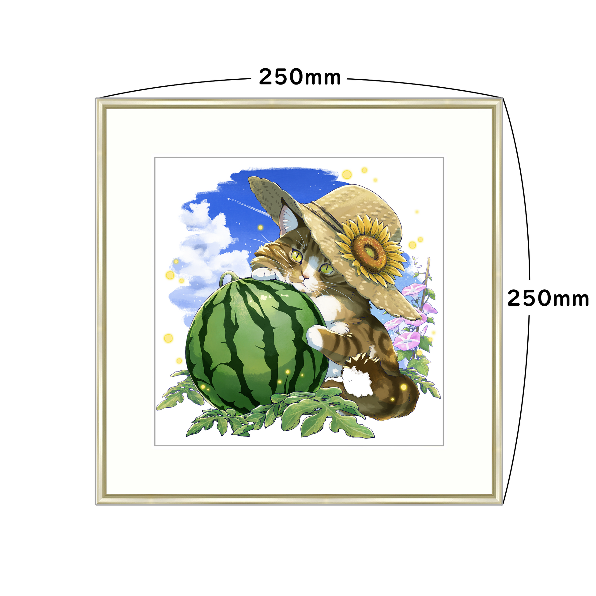 リクエスト！スイカ大サイズ✨手作り額付き作品「へい！お待ちニャンコ」 リクエスト！スイカ大サイズ✨手作り額付き作品「へい！お待ち