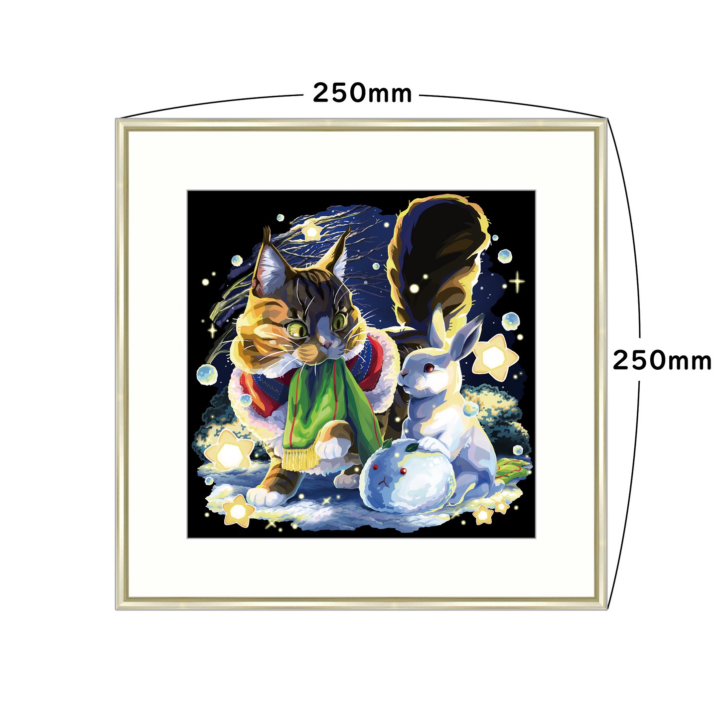 【受注生産】ユキウサギと猫_アートプリント