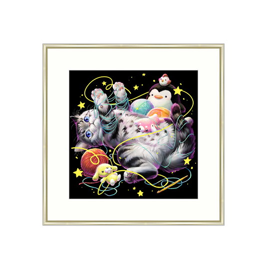 【受注生産】ぬいぐるみと猫_アートプリント