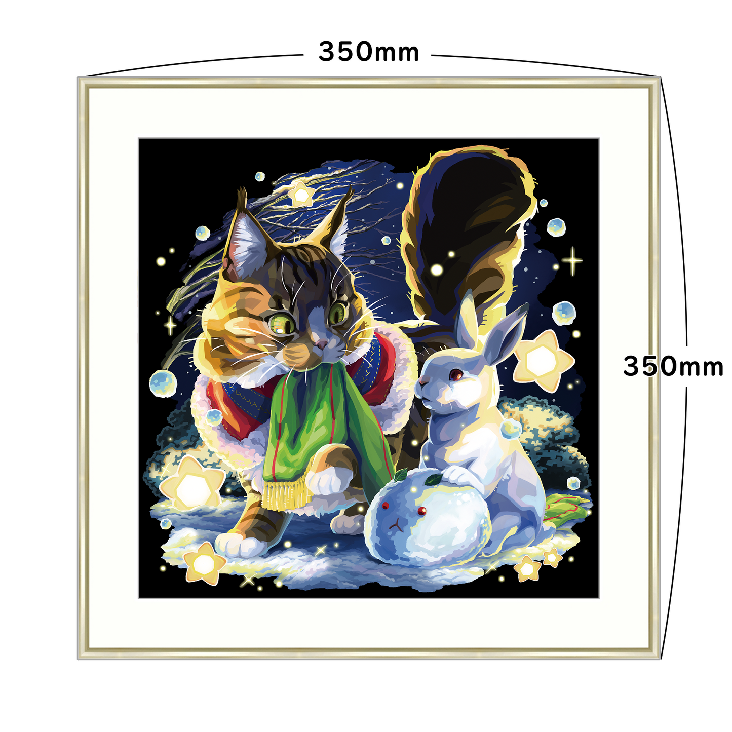 【受注生産】ユキウサギと猫_アートプリント