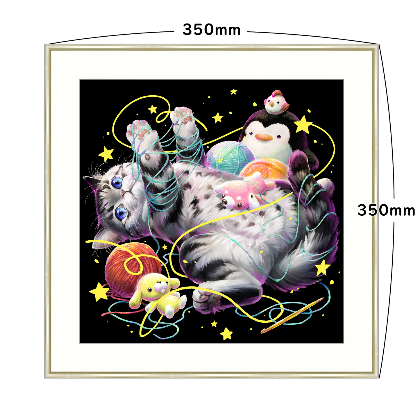 【受注生産】ぬいぐるみと猫_アートプリント